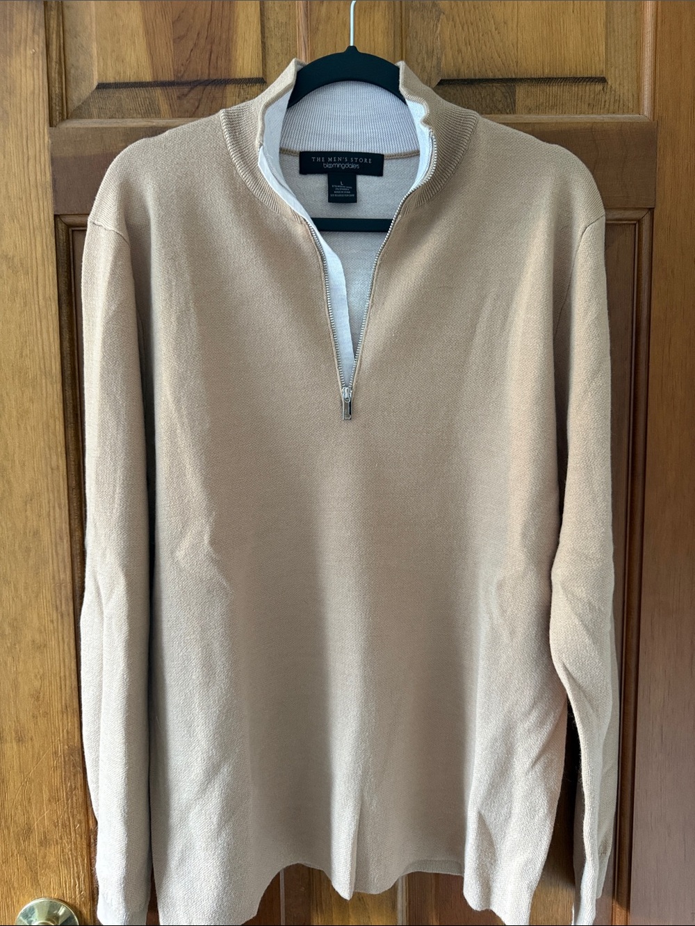 Bloomingdale's Men's Zip-Front Sweater in Tan